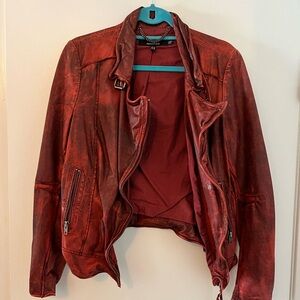 Vintage red real leather jacket